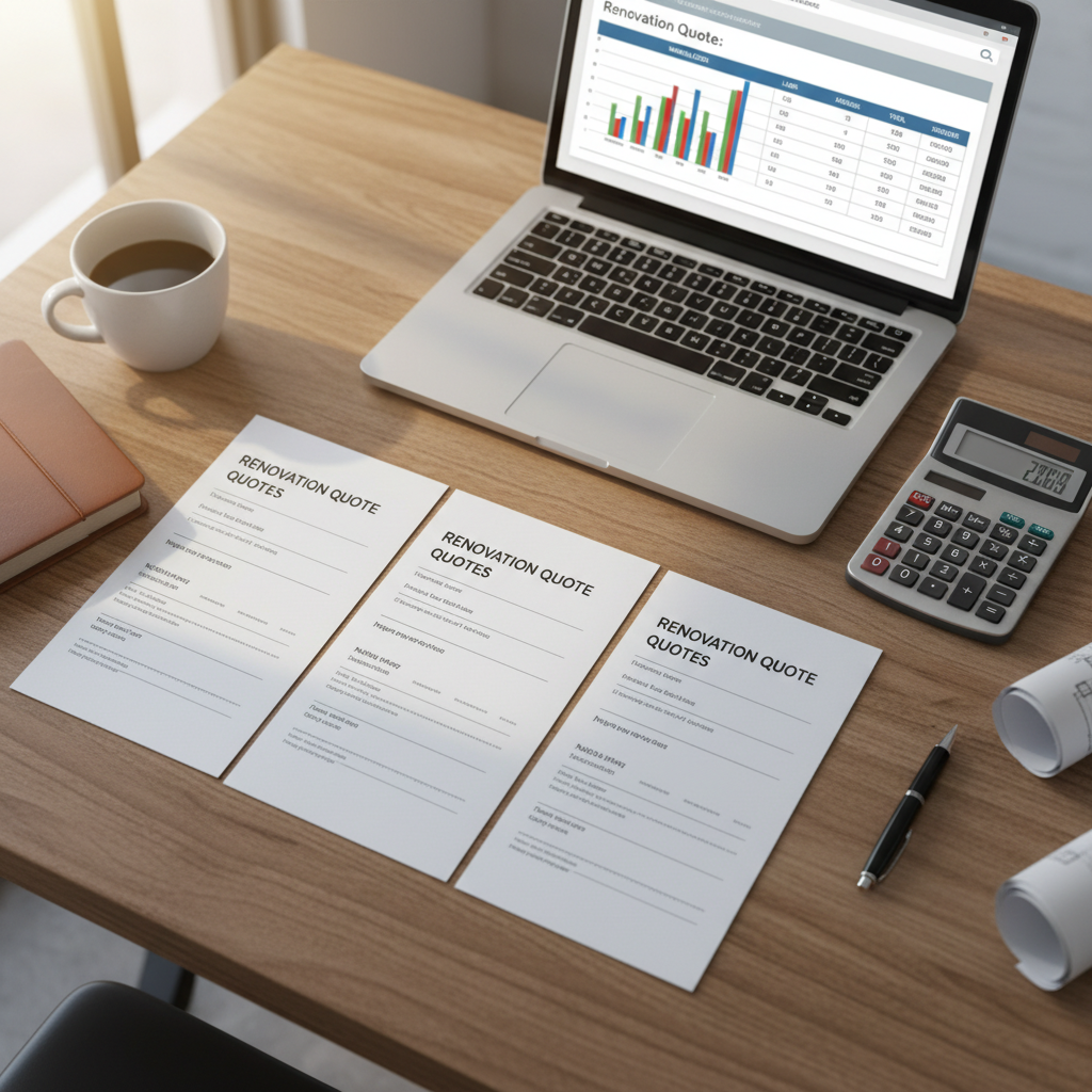 Comparando presupuestos de reforma sobre una mesa de trabajo