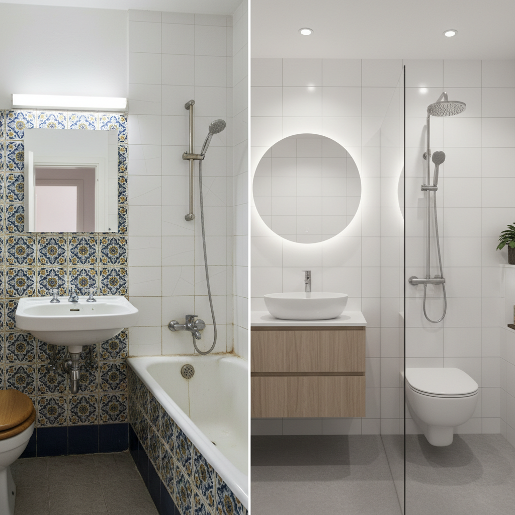 Antes y después de reforma parcial de baño