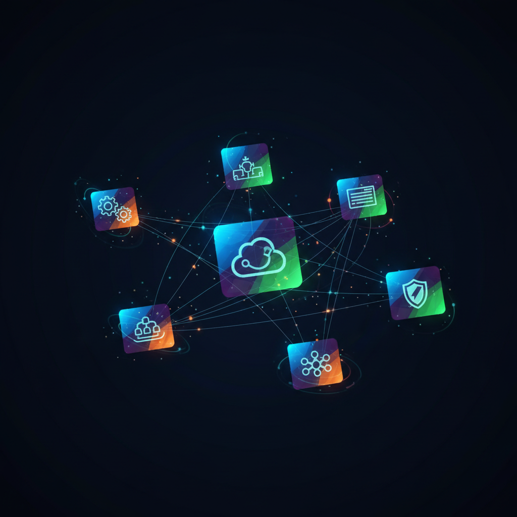 Iconos de diferentes ERP organizados en grid con comparativa visual