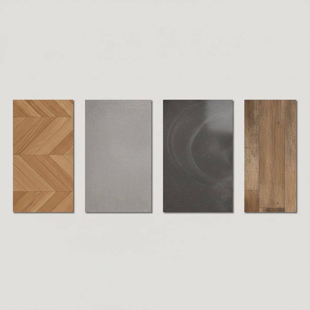Comparativa de materiales de suelo: parquet, porcelánico, cemento y vinilo