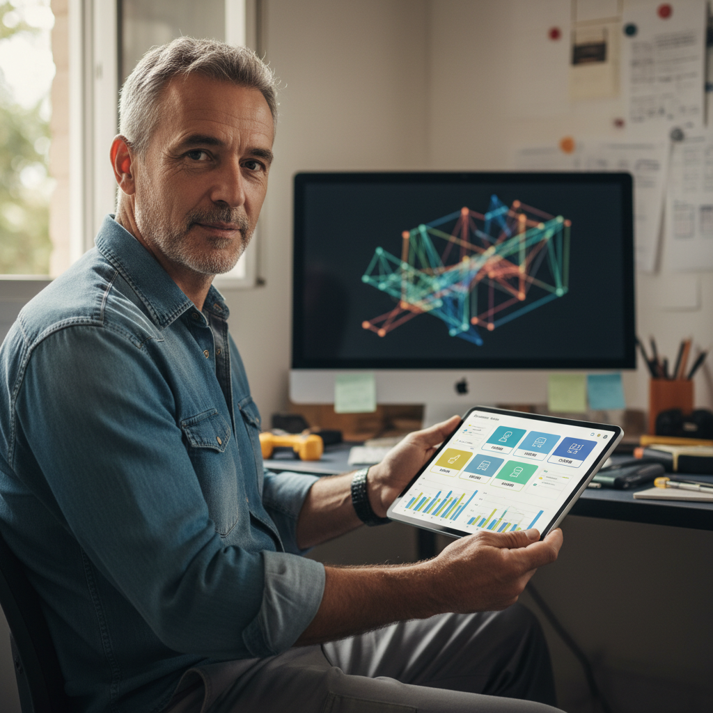 Profesional de reformas usando software con IA para gestionar presupuestos en 2026