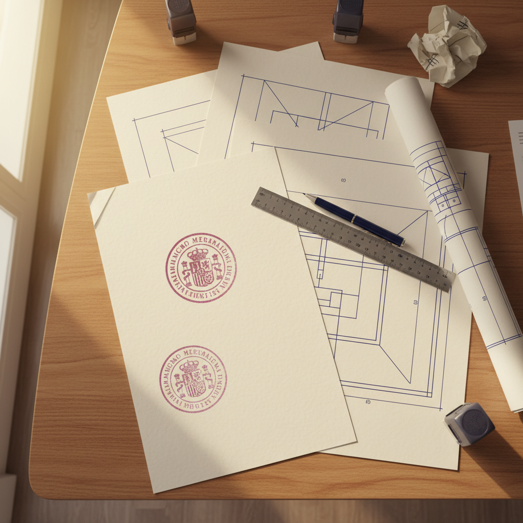 Documentos de licencia de obras y planos arquitectónicos