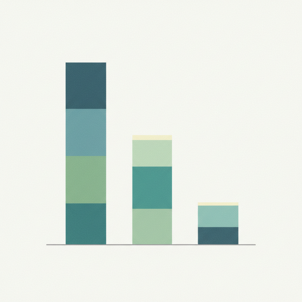 Visualización abstracta de fórmula de margen con desglose de costes