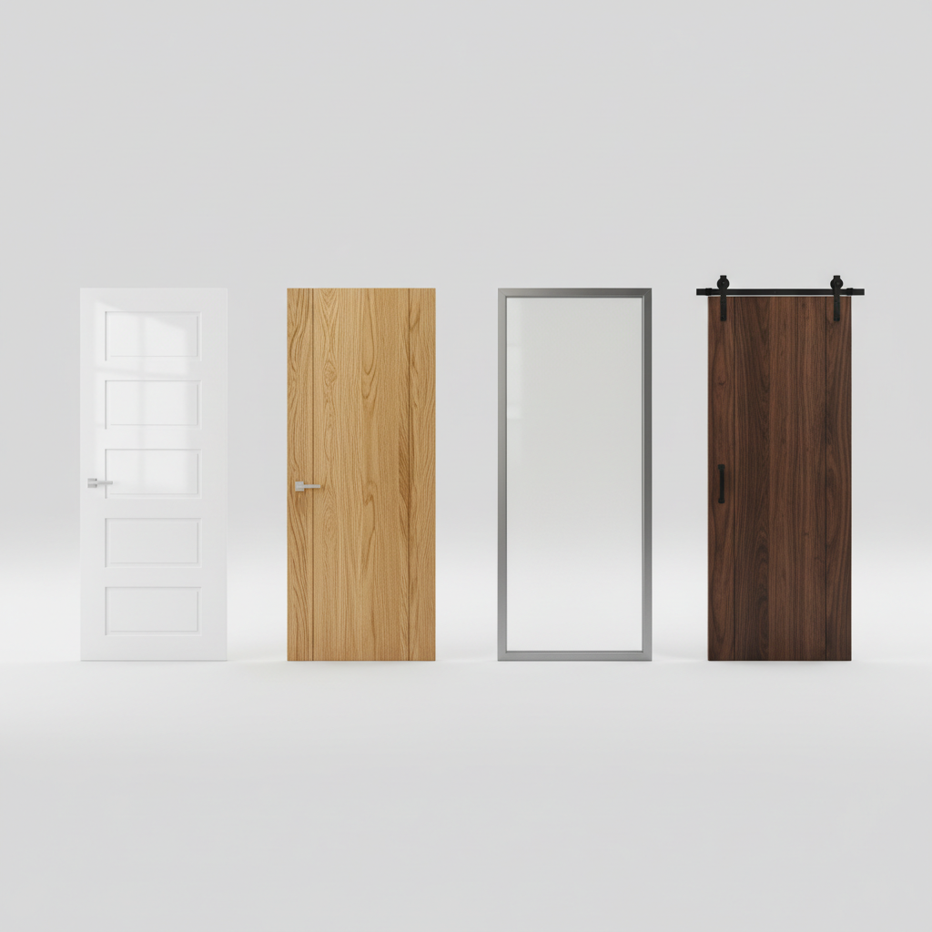 Comparativa de tipos de puertas de interior: lacada, chapada roble, cristal y corredera nogal