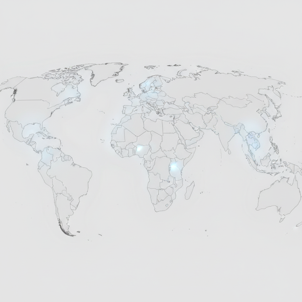 Globo mundo con focos en Espana y mercados anglosajones representando software internacional