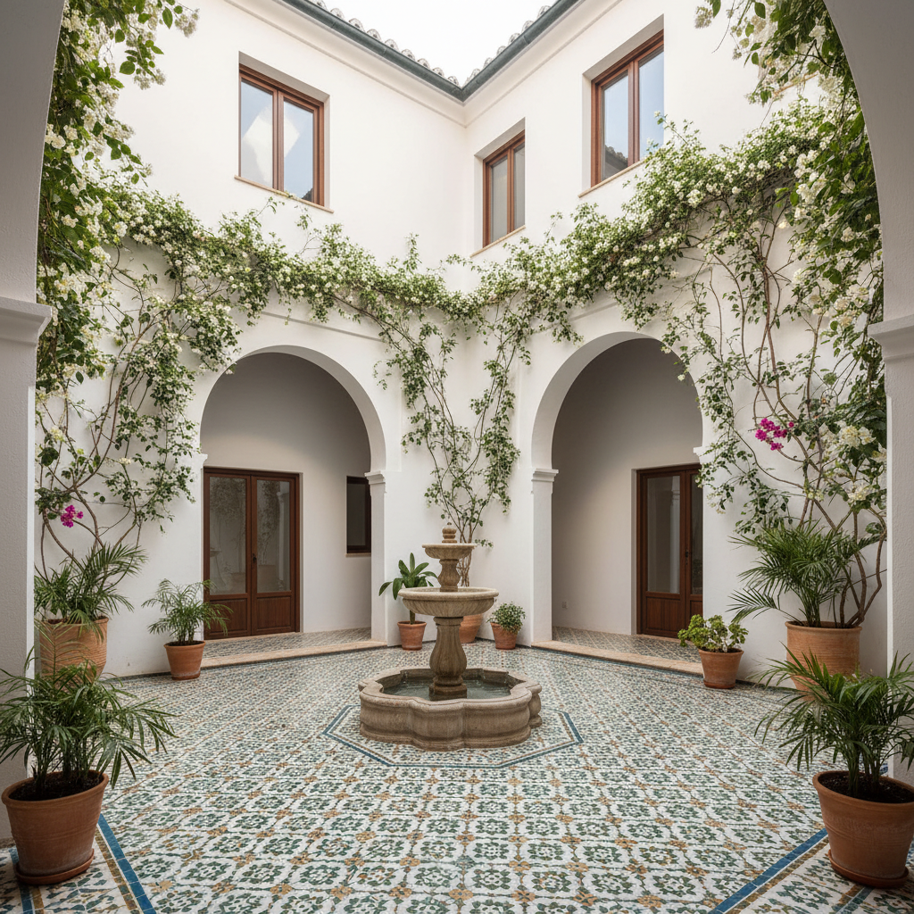 Casa-patio andaluza reformada en Sevilla con azulejos restaurados