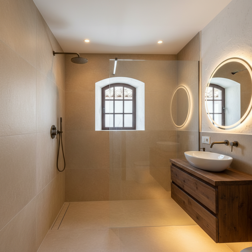 Baño reformado con estilo contemporáneo en Zaragoza